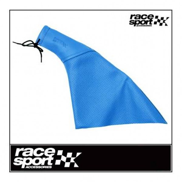 Funda freno mano piel natural. azul