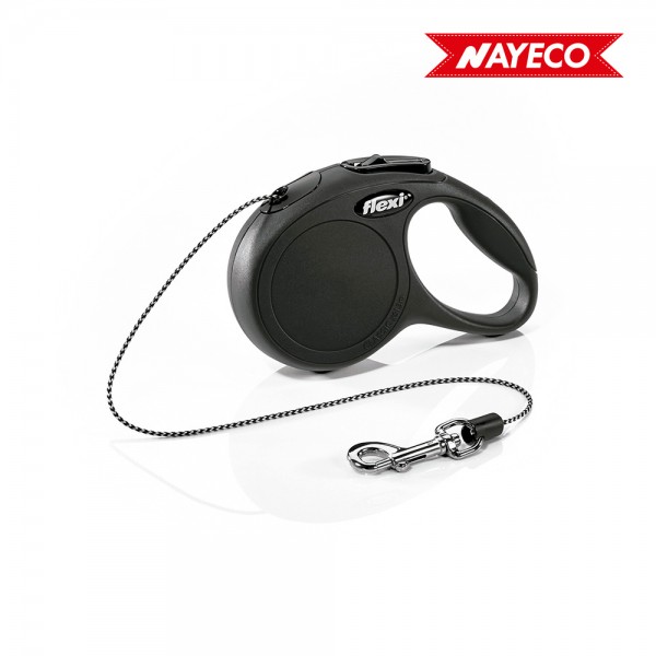 Correa extensible flexi classic negra, cinta 5 m, s, hasta 15 kg