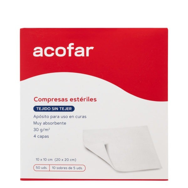 Acofar Aposito Esteril Tejido Sin Tejer 10x10cm 50 Unidades