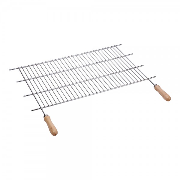 Parrilla para barbacoa de zinc. 80x40cm asas de madera sauvic