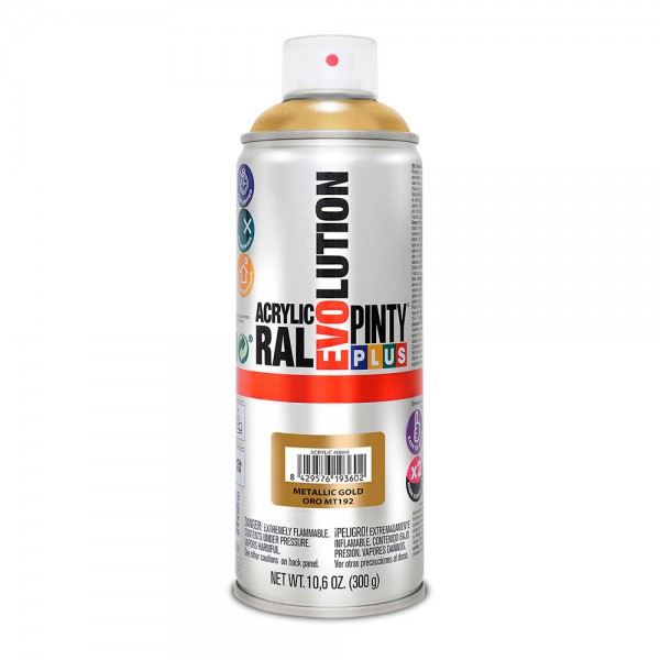 Pintura acrílica spray evolution metalizada 520 cc oro mt192