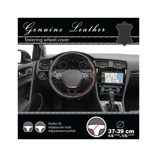 Funda/Cubierta Cuero Real NO SINTÉTICO. con Aguja e Hilo Rojo para Coser y Ajustar al Volante