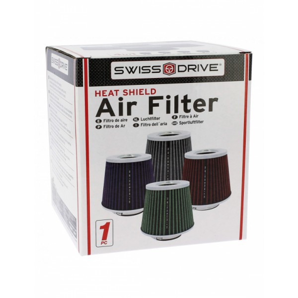 Filtro de Aire Universal para Coche Incluye 4 Adaptadores 60mm 65mm 70mm 77mm Color Rojo