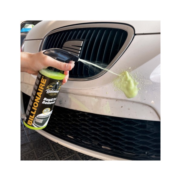Billionaire Bug&Tar Remover Limpia Insectos Elimina Rastros de Insectos en Faros Parabrisas y Parachoques Aroma a Menta 500ml