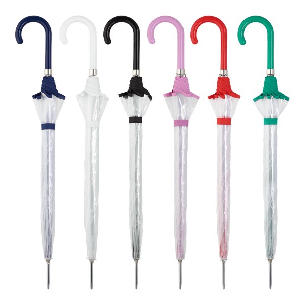 Paraguas largo ø93 cm transparente automático, colores surtidos