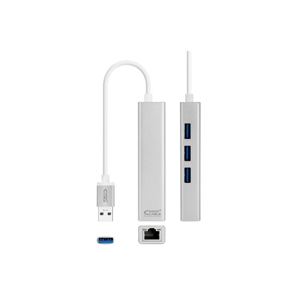 Nanocable conversor usb 3.0 ethernet + 3xusb 3.0