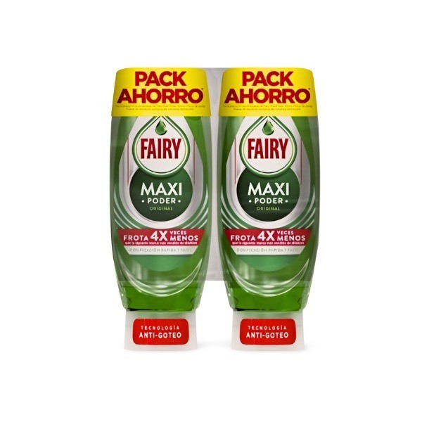 Fairy Lavavajillas Maxi Poder Antigoteo Pack Ahorro 450ml + 450ml