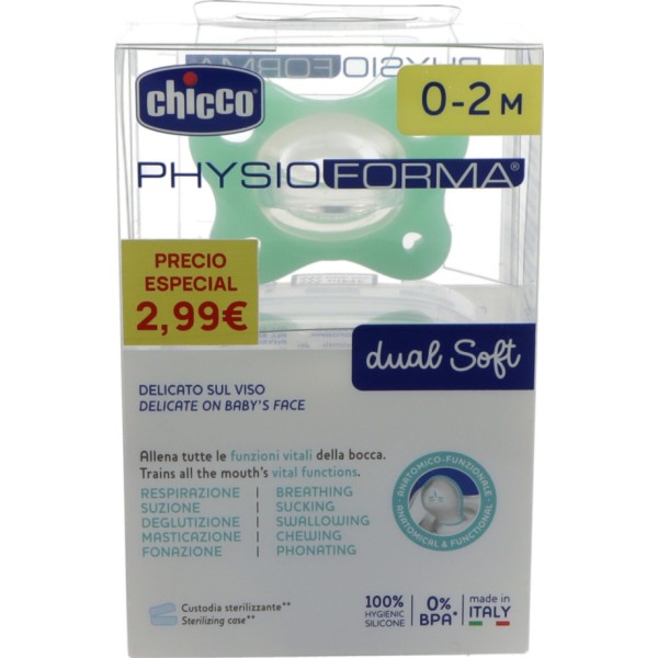 Chicco Chupete Silicona Physioforma Dual Soft Neutro 0-2 Meses 1ud