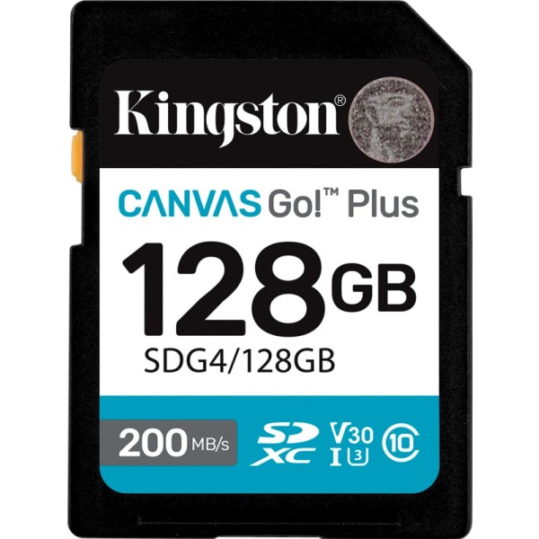 Kingston canvas go! plus 128gb negro/ tarjeta de memoria sd / categoría 10 sdg4 - uhs-i