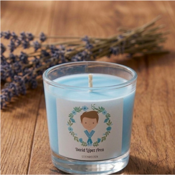 Vela de Comunión Personalizada Cera de Soja - Alta Intensidad Aromática